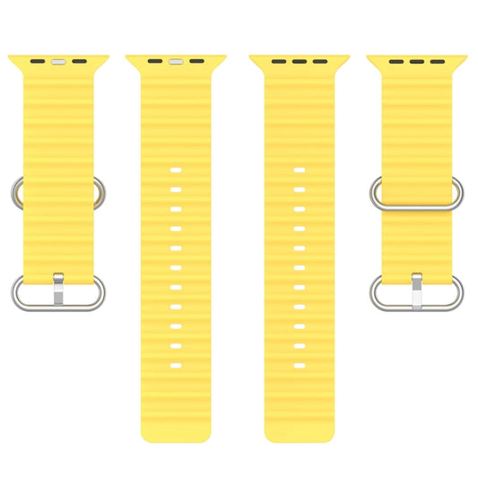 Ocean Silicone Watch Band For Apple Watch Ultra 49mm / Series 8&7 45mm / SE 2&6&SE&5&4 44mm (Yellow) - Watch Bands by buy2fix | Online Shopping UK | buy2fix