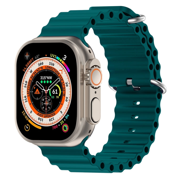 Ocean Silicone Watch Band For Apple Watch Ultra 49mm / Series 8&7 45mm / SE 2&6&SE&5&4 44mm (Dark Green) - Watch Bands by buy2fix | Online Shopping UK | buy2fix