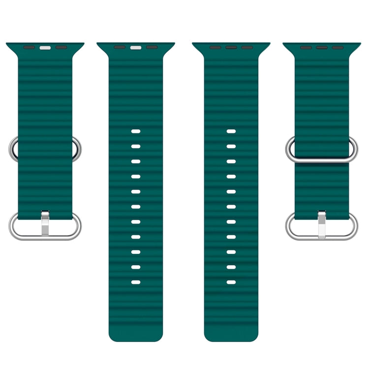 Ocean Silicone Watch Band For Apple Watch Ultra 49mm / Series 8&7 45mm / SE 2&6&SE&5&4 44mm (Dark Green) - Watch Bands by buy2fix | Online Shopping UK | buy2fix