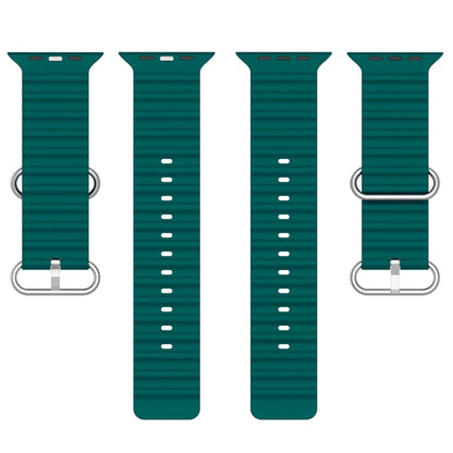 Ocean Silicone Watch Band For Apple Watch Ultra 49mm / Series 8&7 45mm / SE 2&6&SE&5&4 44mm (Dark Green) - Watch Bands by buy2fix | Online Shopping UK | buy2fix