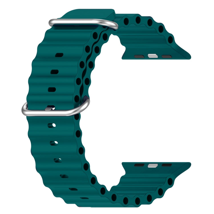 Ocean Silicone Watch Band For Apple Watch Ultra 49mm / Series 8&7 45mm / SE 2&6&SE&5&4 44mm (Dark Green) - Watch Bands by buy2fix | Online Shopping UK | buy2fix