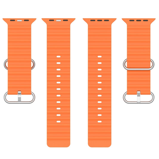 Ocean Silicone Watch Band For Apple Watch Ultra 49mm / Series 8&7 45mm / SE 2&6&SE&5&4 44mm (Orange) - Watch Bands by buy2fix | Online Shopping UK | buy2fix