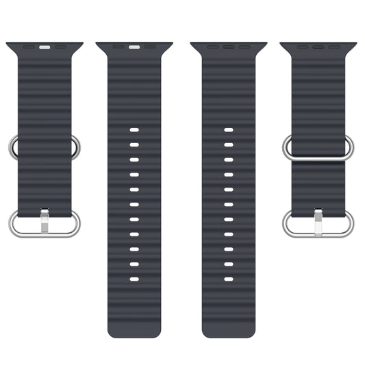 Ocean Silicone Watch Band For Apple Watch Ultra 49mm / Series 8&7 45mm / SE 2&6&SE&5&4 44mm (Midnight) - Watch Bands by buy2fix | Online Shopping UK | buy2fix