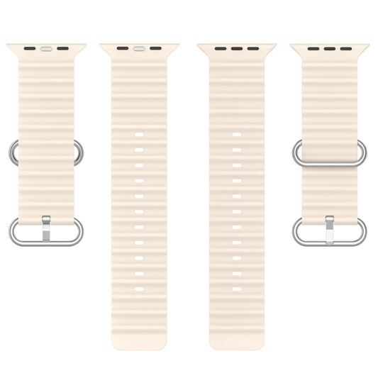 Ocean Silicone Watch Band For Apple Watch Ultra 49mm / Series 8&7 45mm / SE 2&6&SE&5&4 44mm (Starlight) - Watch Bands by buy2fix | Online Shopping UK | buy2fix