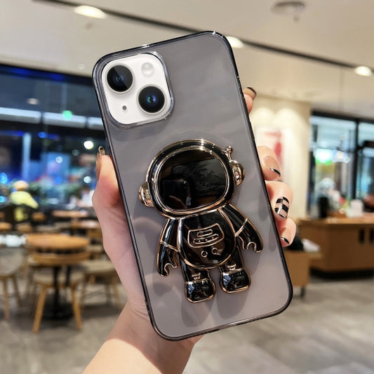 For iPhone 13 Plating Astronaut Holder TPU Phone Case(Black) - iPhone 13 Cases by buy2fix | Online Shopping UK | buy2fix