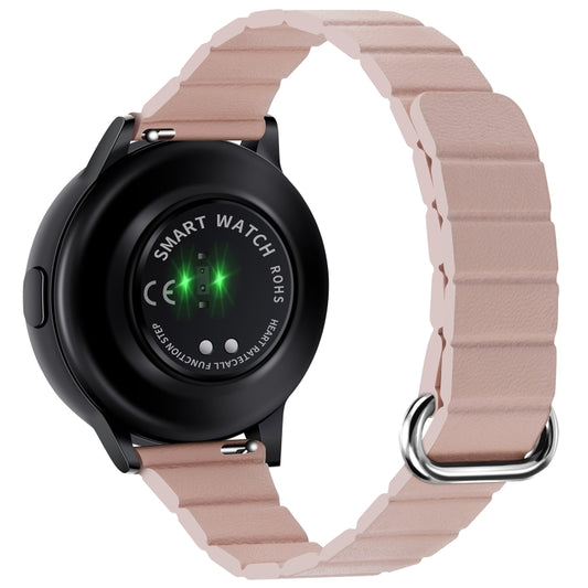 For Samsung Galaxy Watch5 20mm Magnetic Buckle Leather Watch Band(Silver+Pink) - Watch Bands by buy2fix | Online Shopping UK | buy2fix