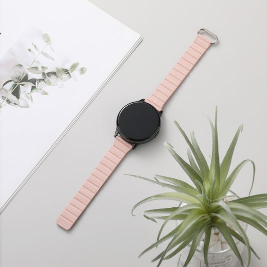 For Samsung Galaxy Watch5 20mm Magnetic Buckle Leather Watch Band(Silver+Pink) - Watch Bands by buy2fix | Online Shopping UK | buy2fix