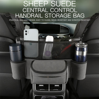 Car Center Console Hanging Bag Sheepskin Leather Storage Bag(Brown) - Seat Accessories by buy2fix | Online Shopping UK | buy2fix
