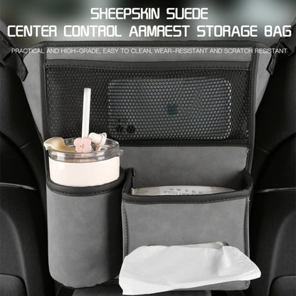 Car Center Console Hanging Bag Sheepskin Leather Storage Bag(Blue) - Seat Accessories by buy2fix | Online Shopping UK | buy2fix