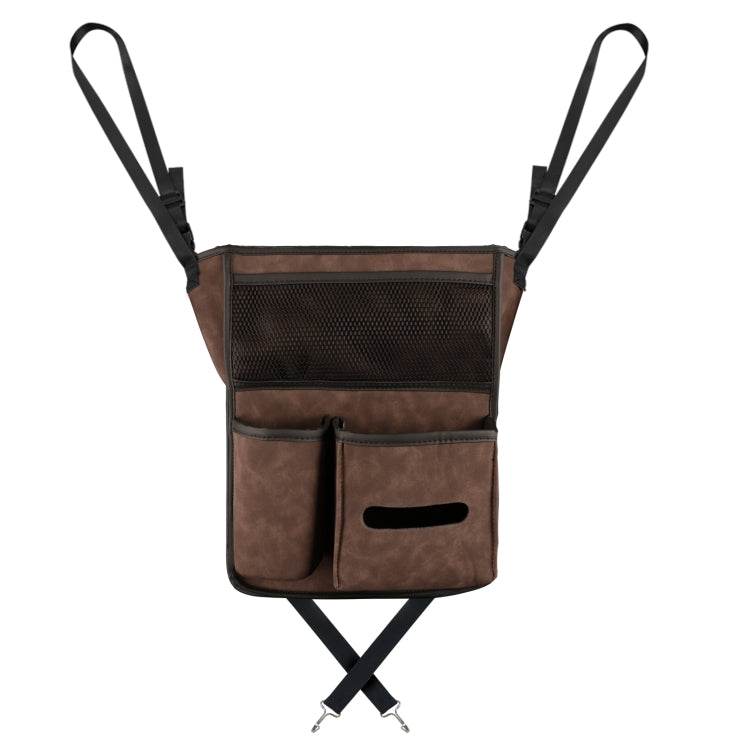 Car Center Console Hanging Bag Sheepskin Leather Storage Bag(Brown) - Seat Accessories by buy2fix | Online Shopping UK | buy2fix
