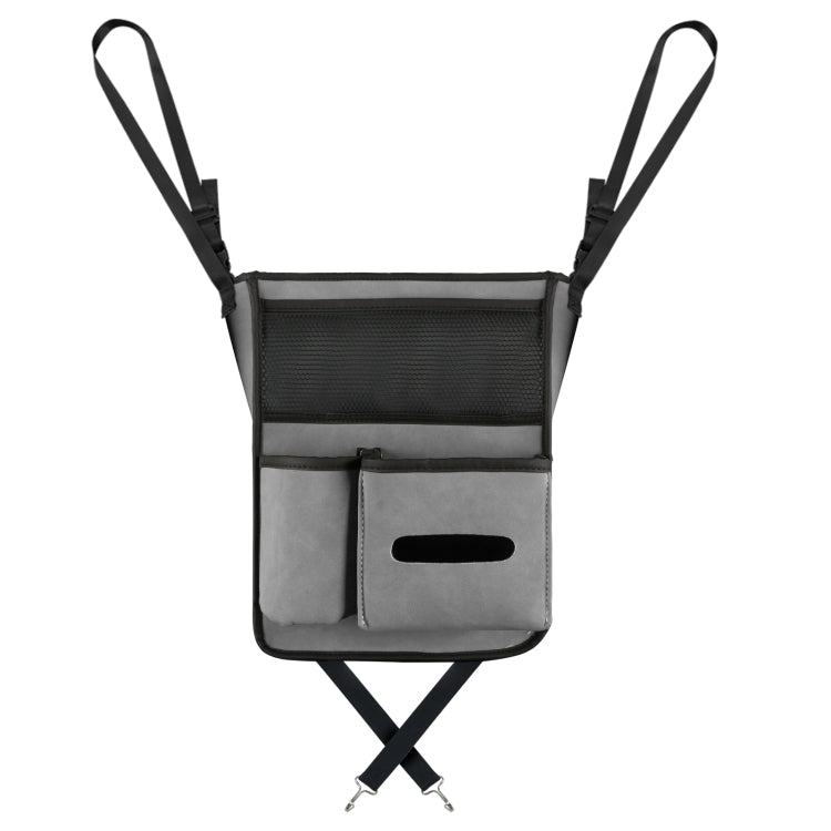 Car Center Console Hanging Bag Sheepskin Leather Storage Bag(Grey) - Seat Accessories by buy2fix | Online Shopping UK | buy2fix