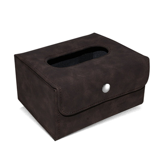 Car Hanging Type Tissue Box Sheepskin Leather Facial Tissue Case(Brown) - Tissue Boxes by buy2fix | Online Shopping UK | buy2fix