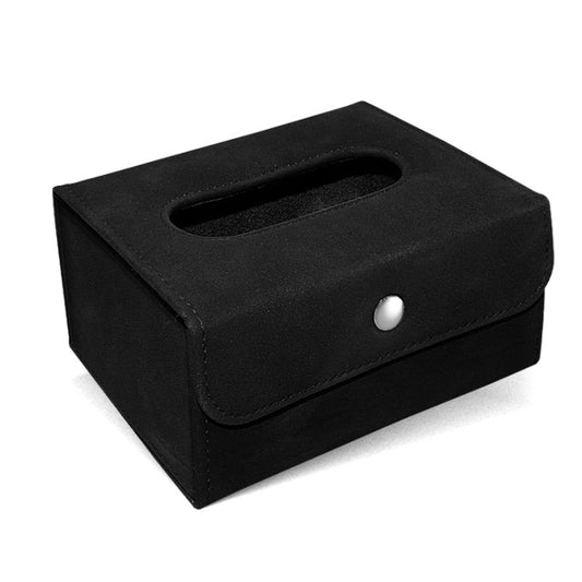 Car Hanging Type Tissue Box Sheepskin Leather Facial Tissue Case(Black) - Tissue Boxes by buy2fix | Online Shopping UK | buy2fix