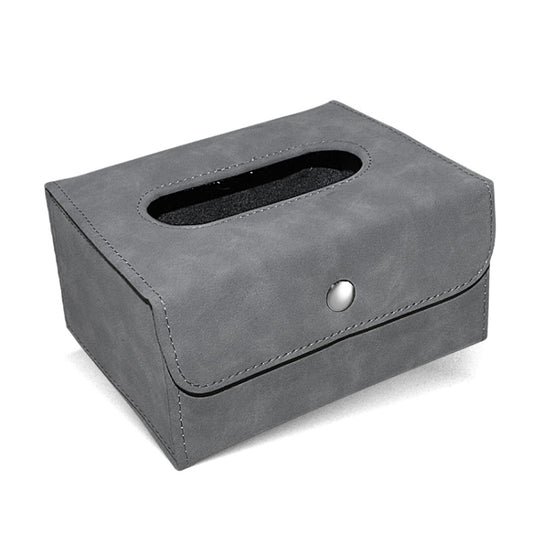 Car Hanging Type Tissue Box Sheepskin Leather Facial Tissue Case(Grey) - Tissue Boxes by buy2fix | Online Shopping UK | buy2fix