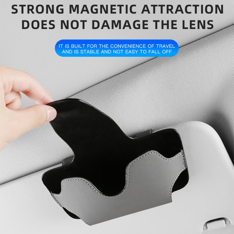 Car Glasses Storage Bag PU Leather Glasses Box(Grey) - Sunglasses & Glasses Clips by buy2fix | Online Shopping UK | buy2fix
