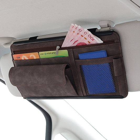 Car Sun Viso Sheepskin Leather Storage Bag(Brown) - Stowing Tidying by buy2fix | Online Shopping UK | buy2fix