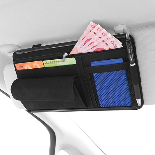 Car Sun Viso Sheepskin Leather Storage Bag(Black) - Stowing Tidying by buy2fix | Online Shopping UK | buy2fix