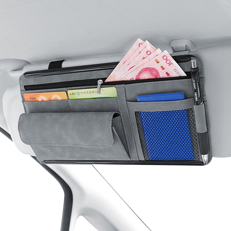 Car Sun Viso Sheepskin Leather Storage Bag(Grey) - Stowing Tidying by buy2fix | Online Shopping UK | buy2fix