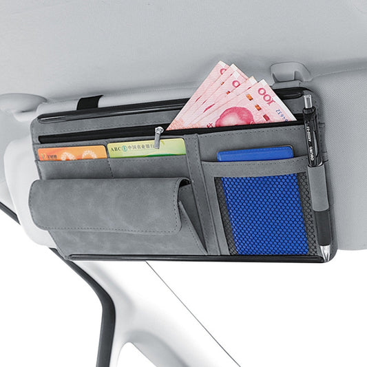 Car Sun Viso Sheepskin Leather Storage Bag(Grey) - Stowing Tidying by buy2fix | Online Shopping UK | buy2fix