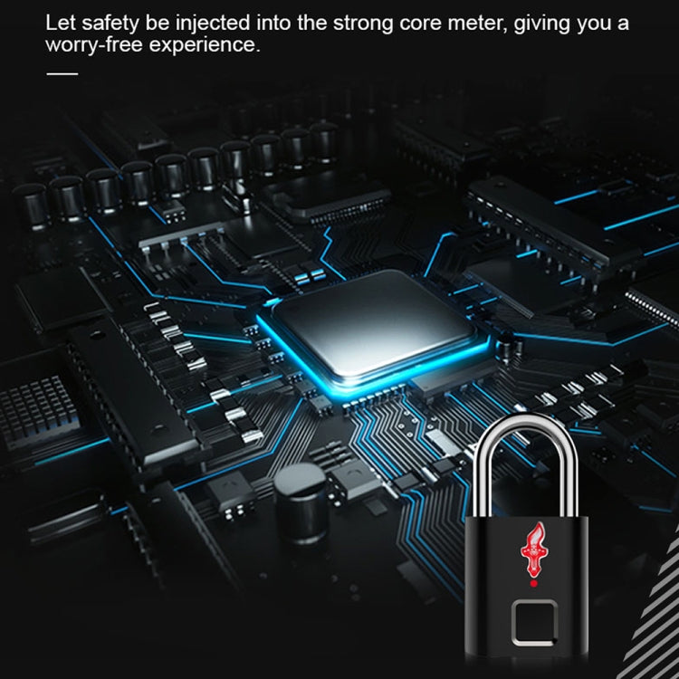 P16 5V Micro USB Charging Semiconductor Fingerprint Sensing TSA Padlock(Black) - Padlocks by buy2fix | Online Shopping UK | buy2fix