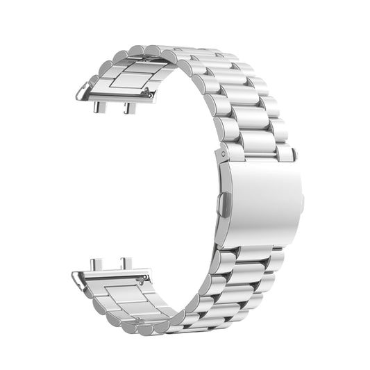 For OPPO Watch 3 Pro Three-bead Flat Buckle Stainless Steel Watch Band(Silver) -  by buy2fix | Online Shopping UK | buy2fix