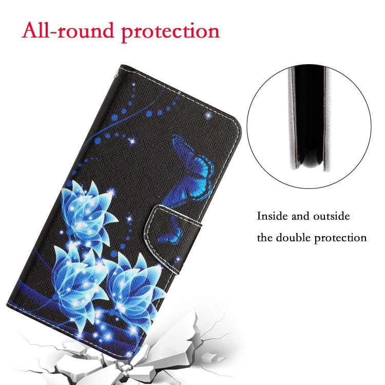 For vivo Y20 / Y12s Colored Drawing Leather Phone Case(Blue Butterfly) - vivo Cases by buy2fix | Online Shopping UK | buy2fix