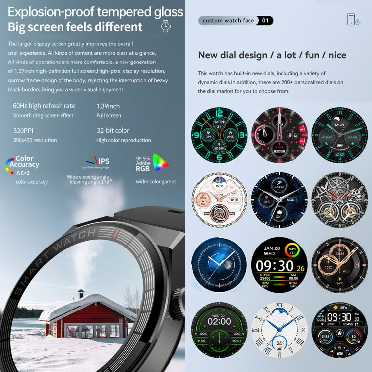 GW69 Plus Smart Watch, Support BT Call / Heart Rate / Blood Pressure / Blood Oxygen(Black + Leather Strap Black) by buy2fix