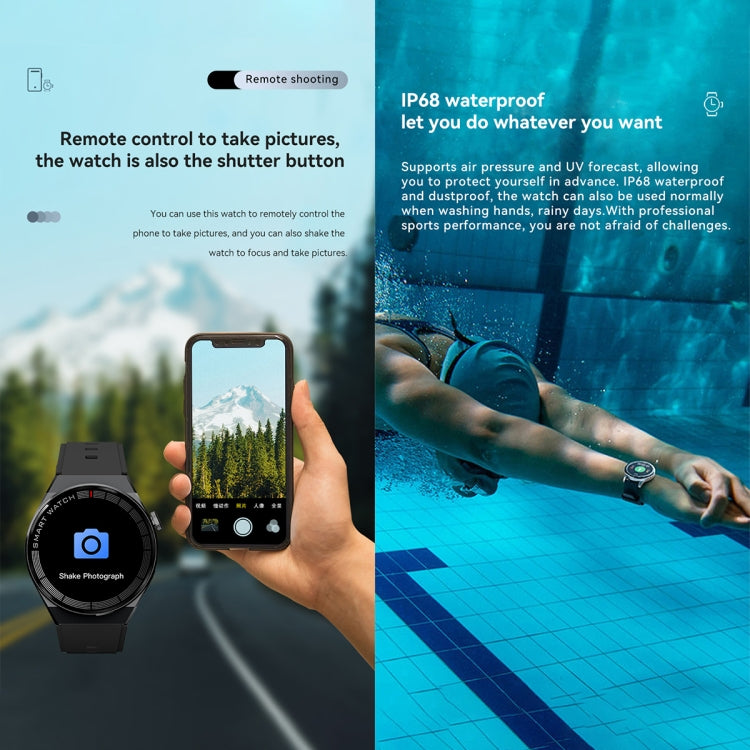 GW69 Plus Smart Watch, Support BT Call / Heart Rate / Blood Pressure / Blood Oxygen(Black + Leather Strap Black) by buy2fix