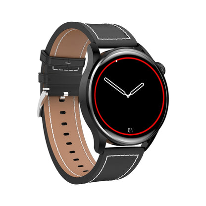 GW69 Smart Watch, Support BT Call / Heart Rate / Blood Pressure / Blood Oxygen(Black + Leather Strap Black) by buy2fix