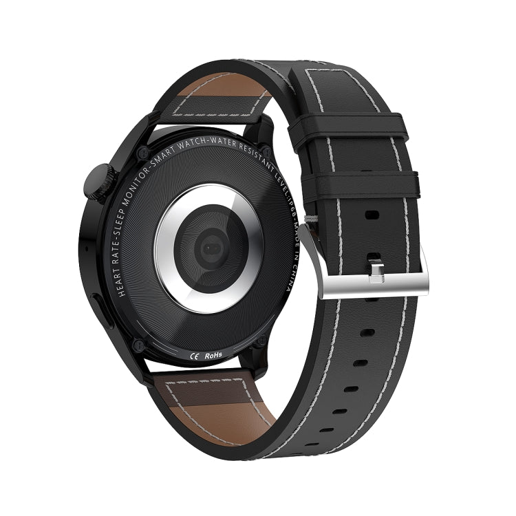 GW69 Smart Watch, Support BT Call / Heart Rate / Blood Pressure / Blood Oxygen(Black + Leather Strap Black) by buy2fix