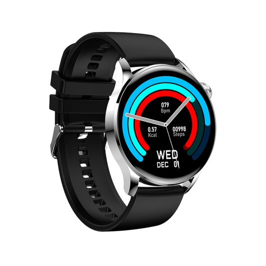 GW69 Smart Watch, Support BT Call / Heart Rate / Blood Pressure / Blood Oxygen(Sliver + Silicone Strap Black) by buy2fix