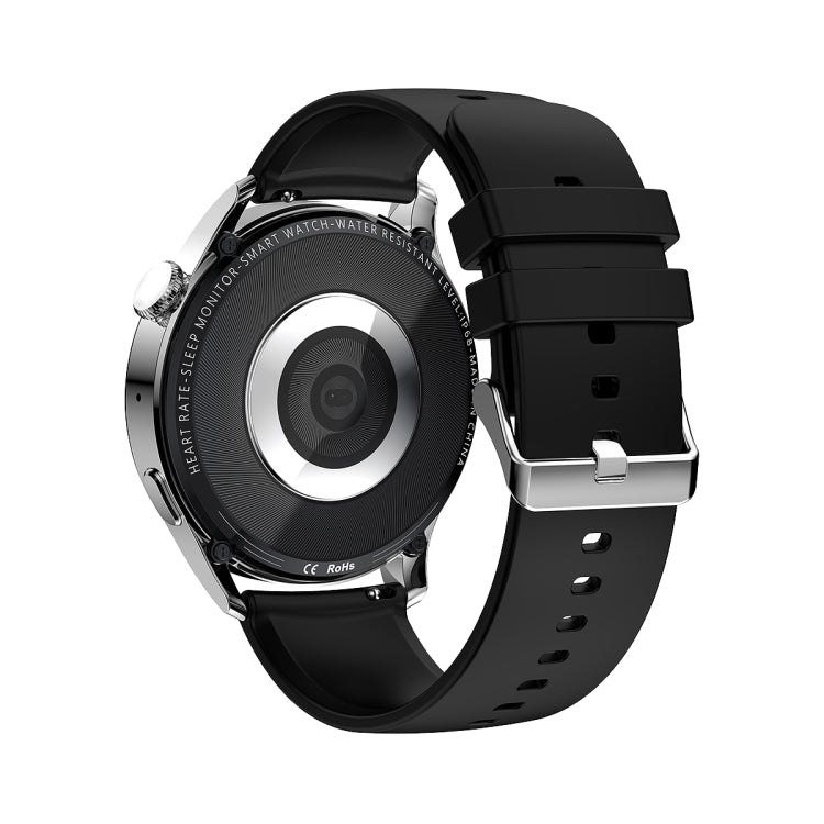 GW69 Smart Watch, Support BT Call / Heart Rate / Blood Pressure / Blood Oxygen(Sliver + Silicone Strap Black) by buy2fix