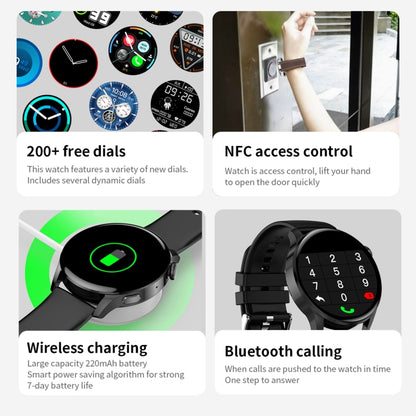 GW69 Smart Watch, Support BT Call / Heart Rate / Blood Pressure / Blood Oxygen(Black + Leather Strap Black) by buy2fix