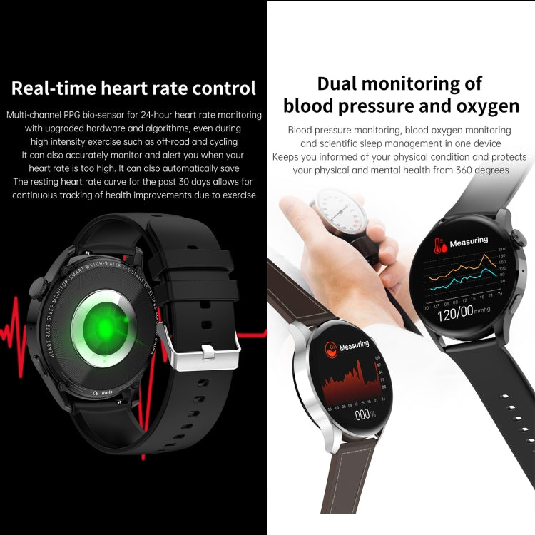 GW69 Smart Watch, Support BT Call / Heart Rate / Blood Pressure / Blood Oxygen(Black + Silicone Strap Black) by buy2fix