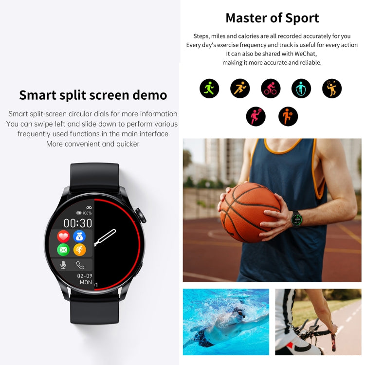 GW69 Smart Watch, Support BT Call / Heart Rate / Blood Pressure / Blood Oxygen(Black + Silicone Strap Black) by buy2fix