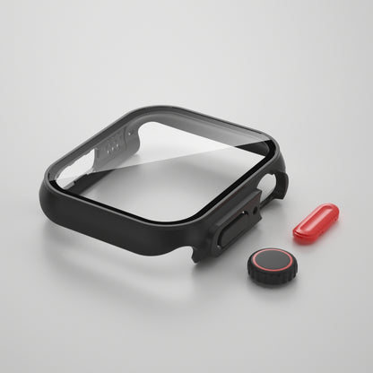 For Apple Watch Series 9 / 8 / 7 45mm Film PC Watch Case with Detachable Button (Black) - Watch Cases by buy2fix | Online Shopping UK | buy2fix