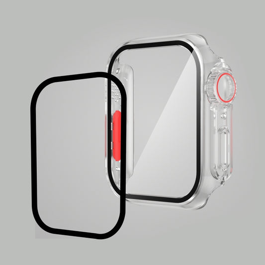 For Apple Watch Series 9 / 8 / 7 45mm Film PC Watch Case with Detachable Button (Transparent) - Watch Cases by buy2fix | Online Shopping UK | buy2fix
