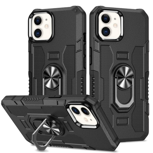 For iPhone 11 Ring Holder Armor Hybrid Phone Case (Black) - iPhone 11 Cases by buy2fix | Online Shopping UK | buy2fix