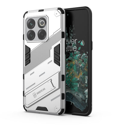For OnePlus 10T 5G Punk Armor PC + TPU Phone Case with Holder(White) - OnePlus Cases by buy2fix | Online Shopping UK | buy2fix