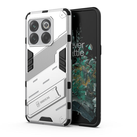 For OnePlus 10T 5G Punk Armor PC + TPU Phone Case with Holder(White) - OnePlus Cases by buy2fix | Online Shopping UK | buy2fix