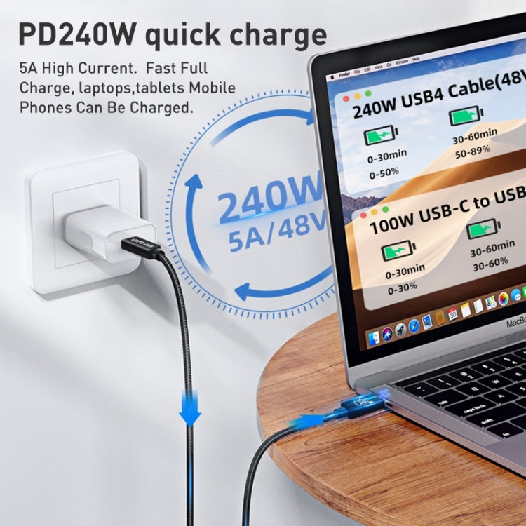 PD240W 40Gbps Dual Type-C USB4 Compatible Fast Charging Data Cable, Length:0.5m(Black) by buy2fix