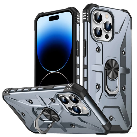 For iPhone 14 Pro Max Ring Holder Phone Case (Grey) - iPhone 14 Pro Max Cases by buy2fix | Online Shopping UK | buy2fix