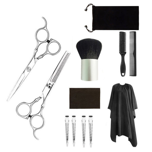 12pcs / Set Professional Hair Cutting Thinning Scissor Hairdressing Flat Shear Scissors Kit(Gold Silver) - Hair Trimmer by buy2fix | Online Shopping UK | buy2fix