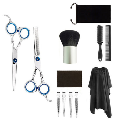 12pcs / Set Professional Hair Cutting Thinning Scissor Hairdressing Flat Shear Scissors Kit(Blue) - Hair Trimmer by buy2fix | Online Shopping UK | buy2fix
