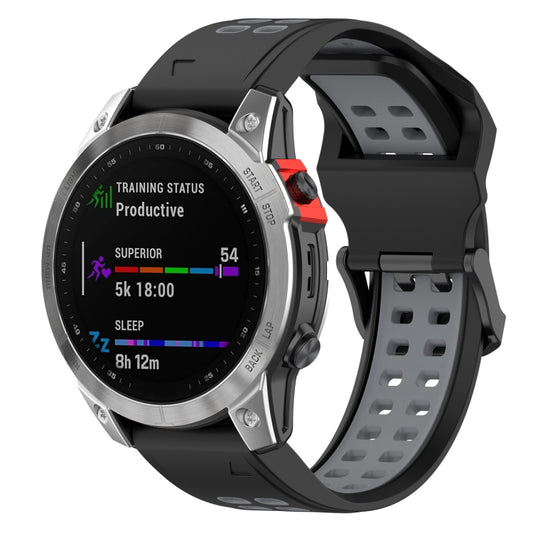 For Garmin Fenix 7S / 6S / 5S Two-color Silicone Watch Band(Black Grey) - Watch Bands by buy2fix | Online Shopping UK | buy2fix