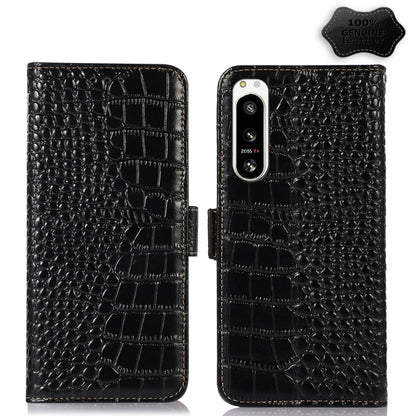 For Sony Xperia 5 IV Crocodile Top Layer Cowhide Leather Phone Case(Black) by buy2fix