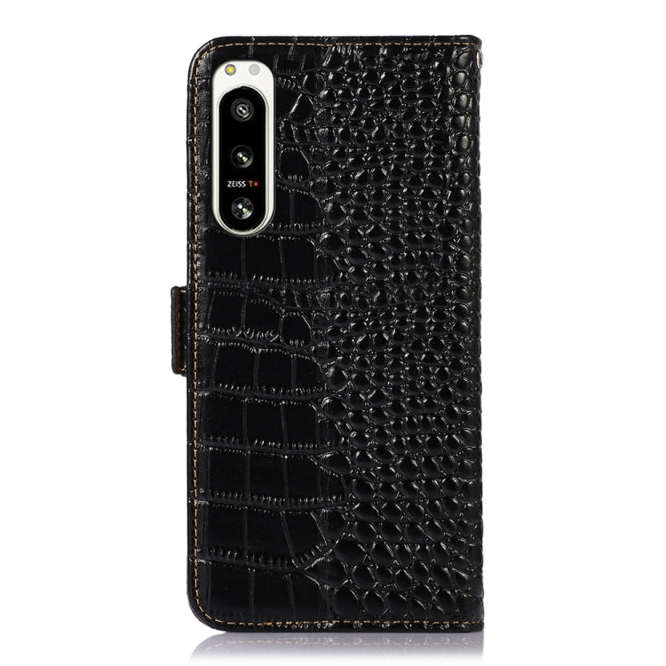 For Sony Xperia 5 IV Crocodile Top Layer Cowhide Leather Phone Case(Black) by buy2fix