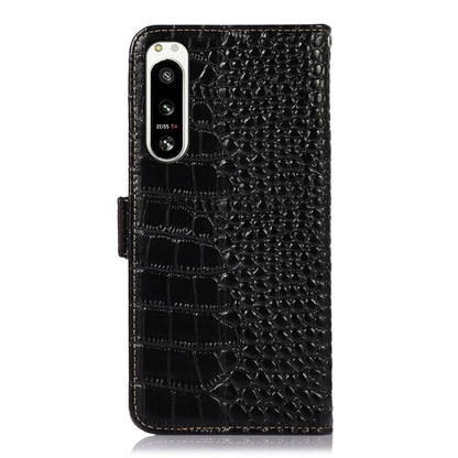 For Sony Xperia 5 IV Crocodile Top Layer Cowhide Leather Phone Case(Black) by buy2fix