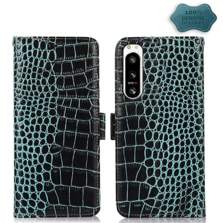 For Sony Xperia 5 IV Crocodile Top Layer Cowhide Leather Phone Case(Green) by buy2fix