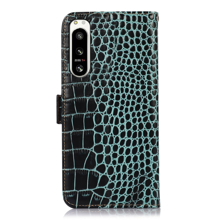 For Sony Xperia 5 IV Crocodile Top Layer Cowhide Leather Phone Case(Green) by buy2fix